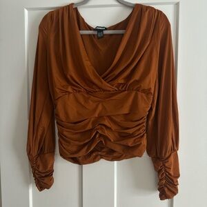Express Rust Orange Ruched Blouse